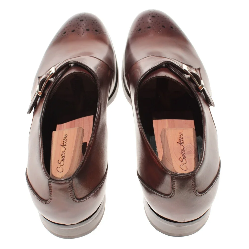 Pastori NWB Single Monk Strap Dress Shoes Size 11.5 US in Brown Leather